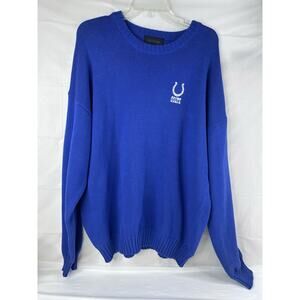 NFL Colts Knit Sweater Crew Neck Antigua Blue Mens Large 90s Y2K